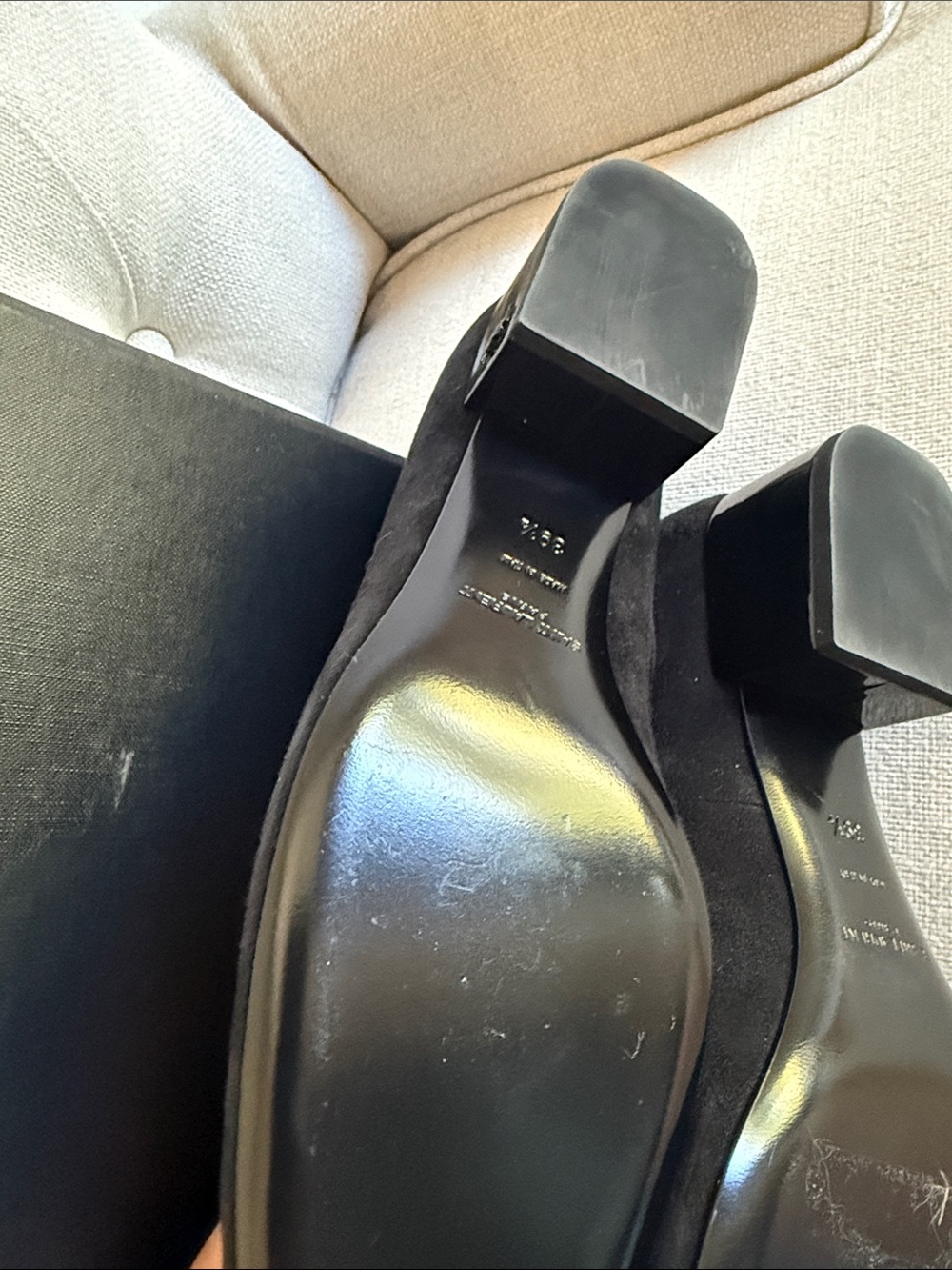 Saint Laurent Black Suede Block Heel Mary Jane Pumps - Picture 4 of 5